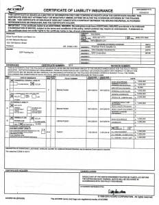 Business Insurance Certificate