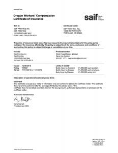 Workers Compensation Certificate Of Coverage