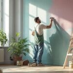 a man painting the house wall