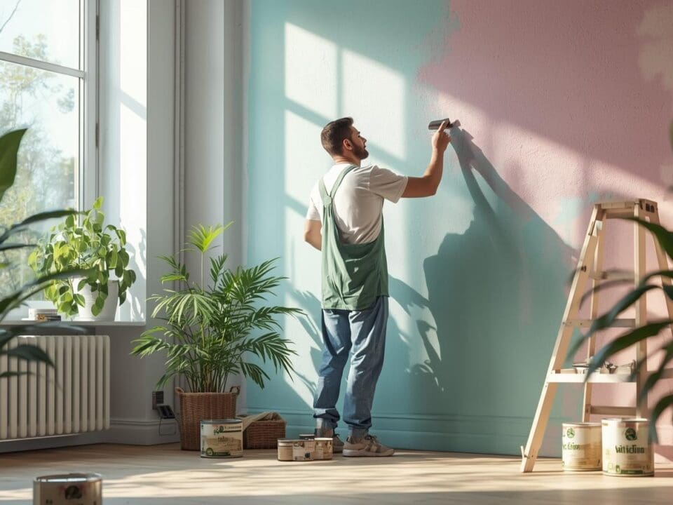 a man painting the house wall